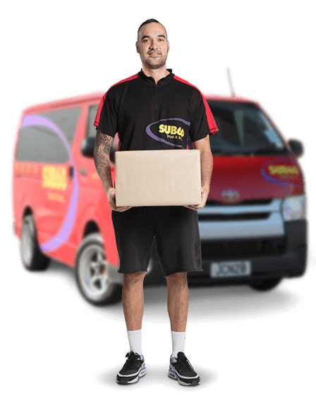 Sub 60 courier driver delivers a package to a local location in one hour.